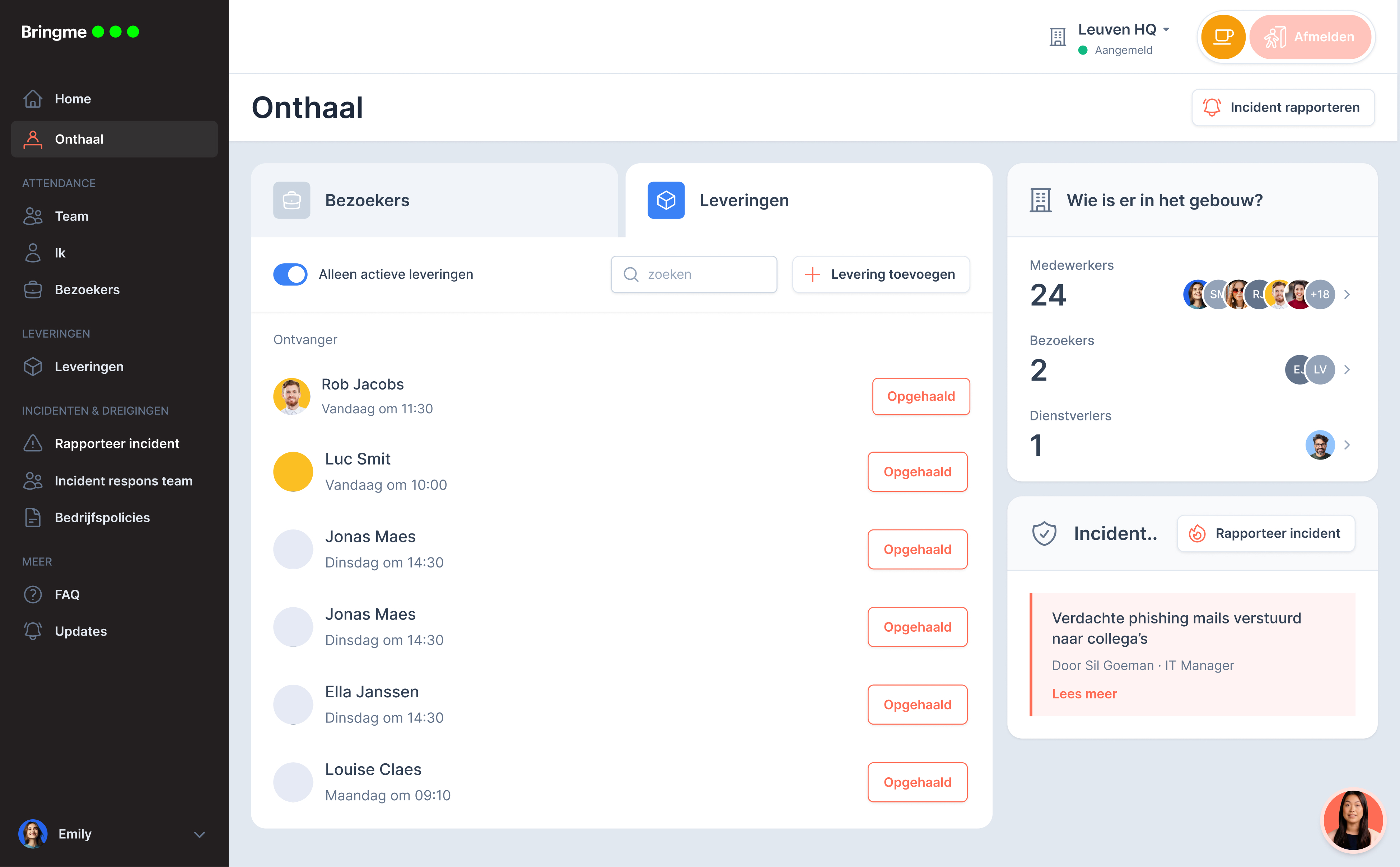  BM App Front Desk Deliveries Overview NL
