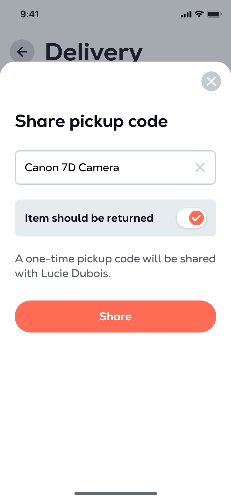Bringme App ios Handover Canon Camera ENG
