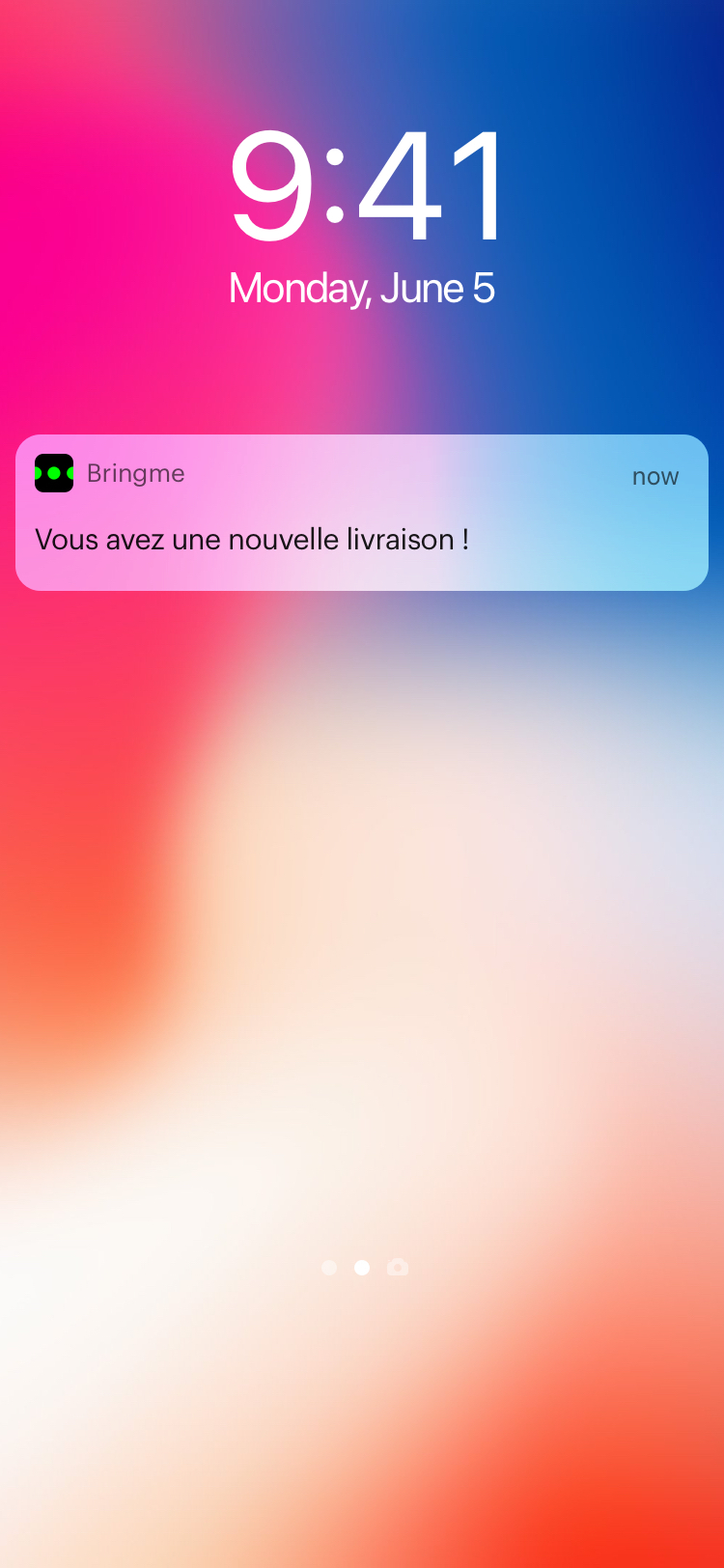 Bringme App ios lockscreen notification delivery FR