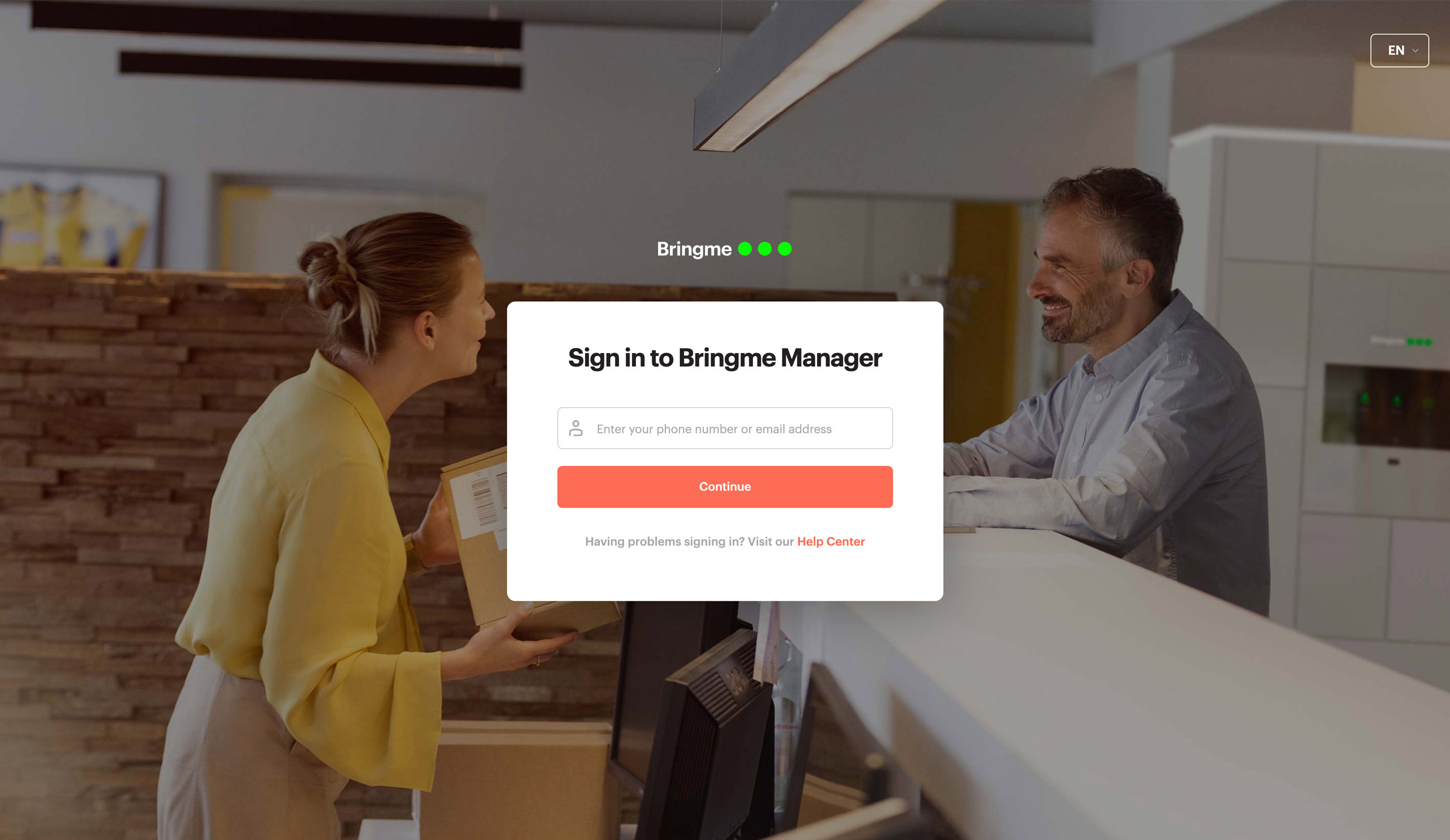  Bringme Manager login ENG