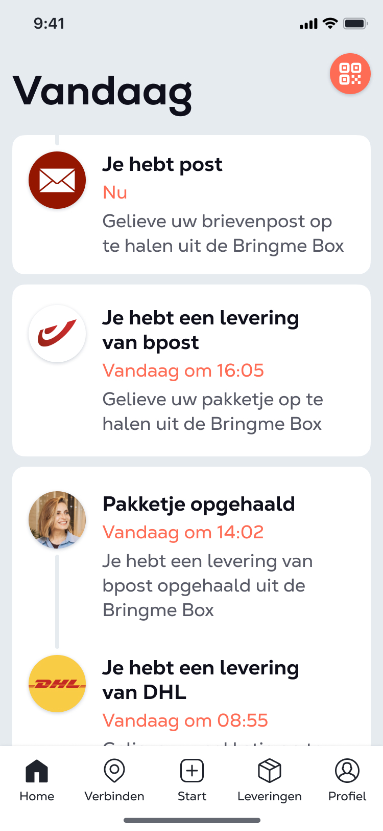 Bringme i OS Home Feed Residential Post Mail NL