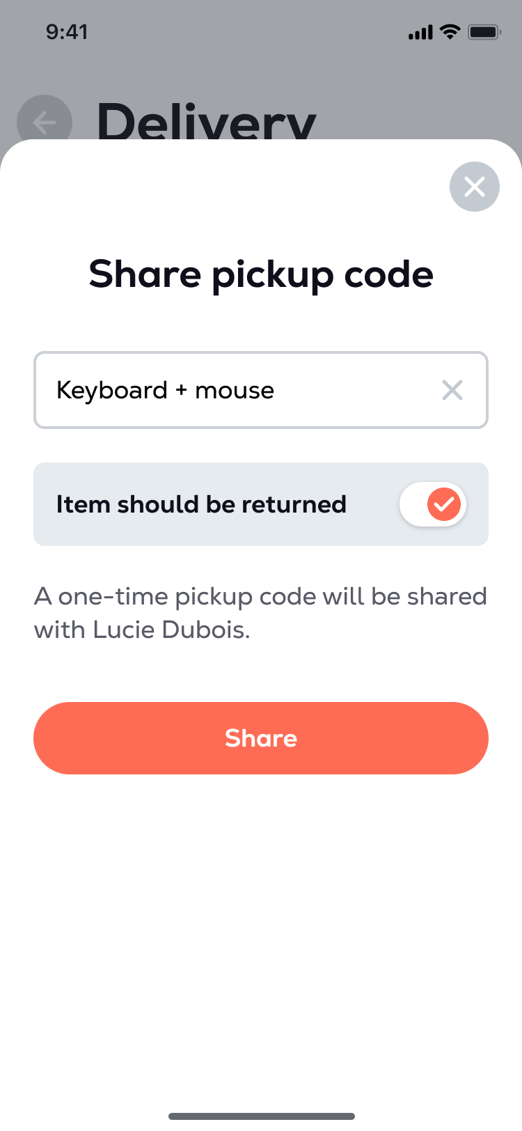 Bringme i OS Office Share Pickup Code ENG