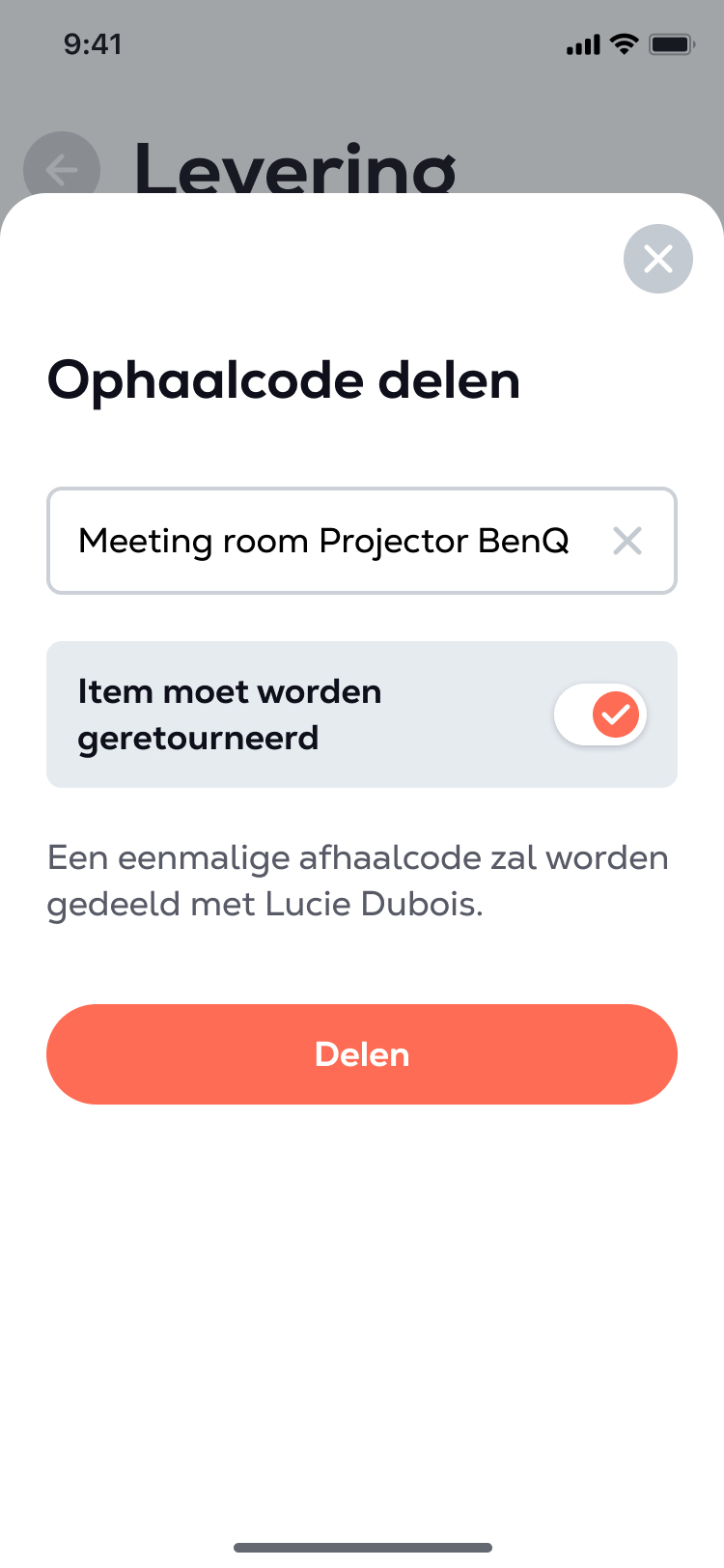 Bringme i OS Office Share Pickup Code NL