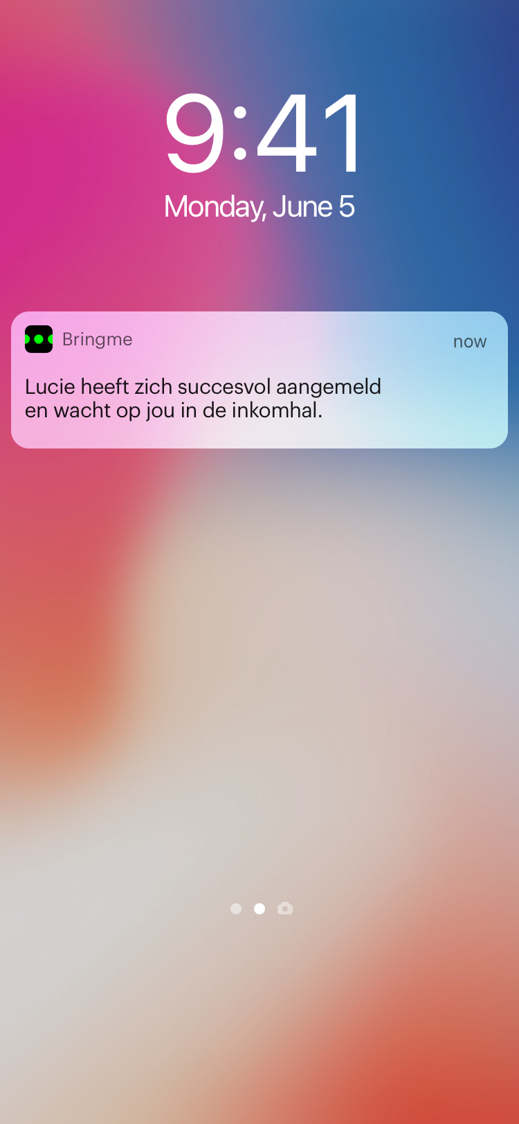 Bringme i OS notificiation lock screen Desk Sign in