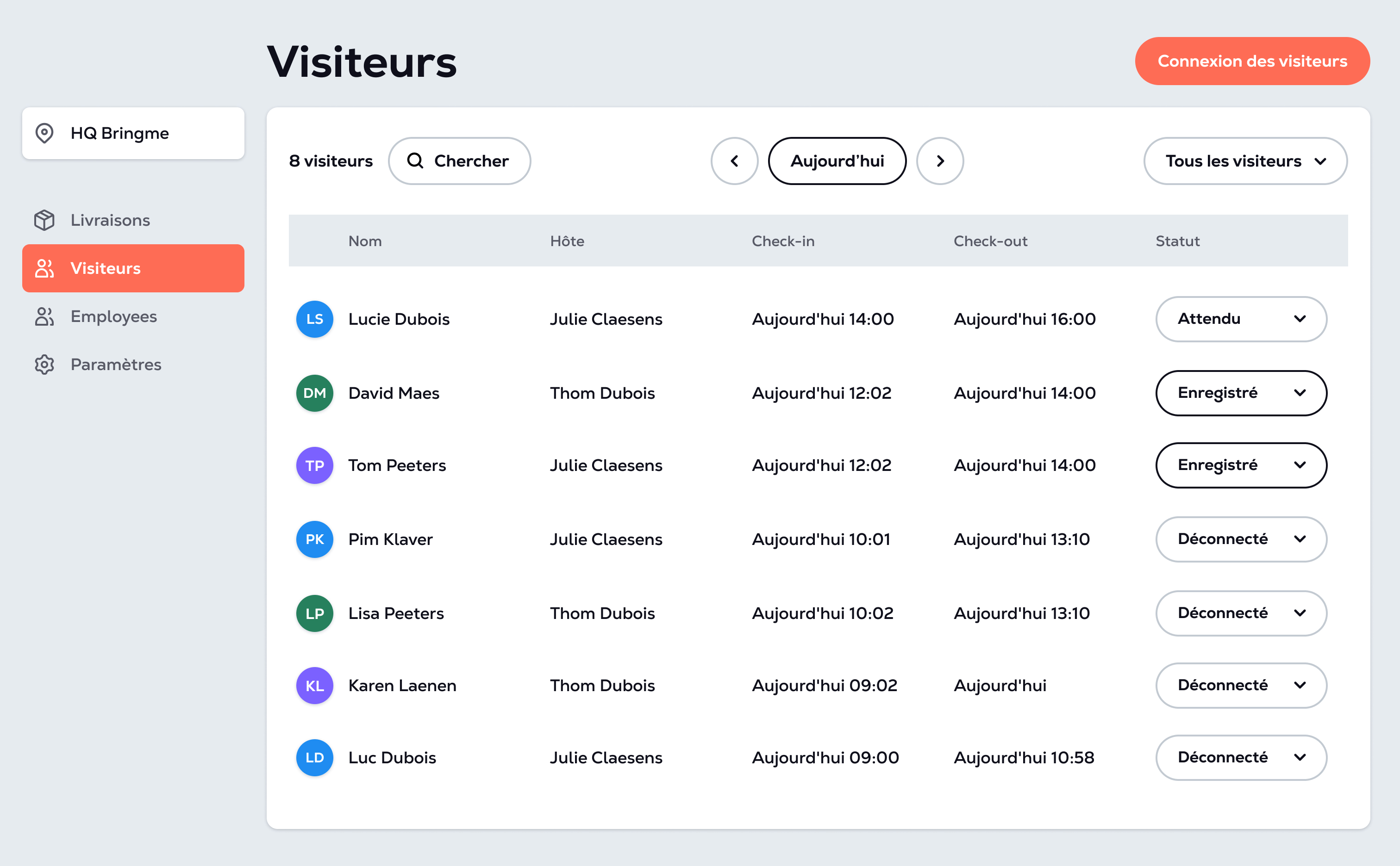  Bringme Manager Visitors Main Screen FR