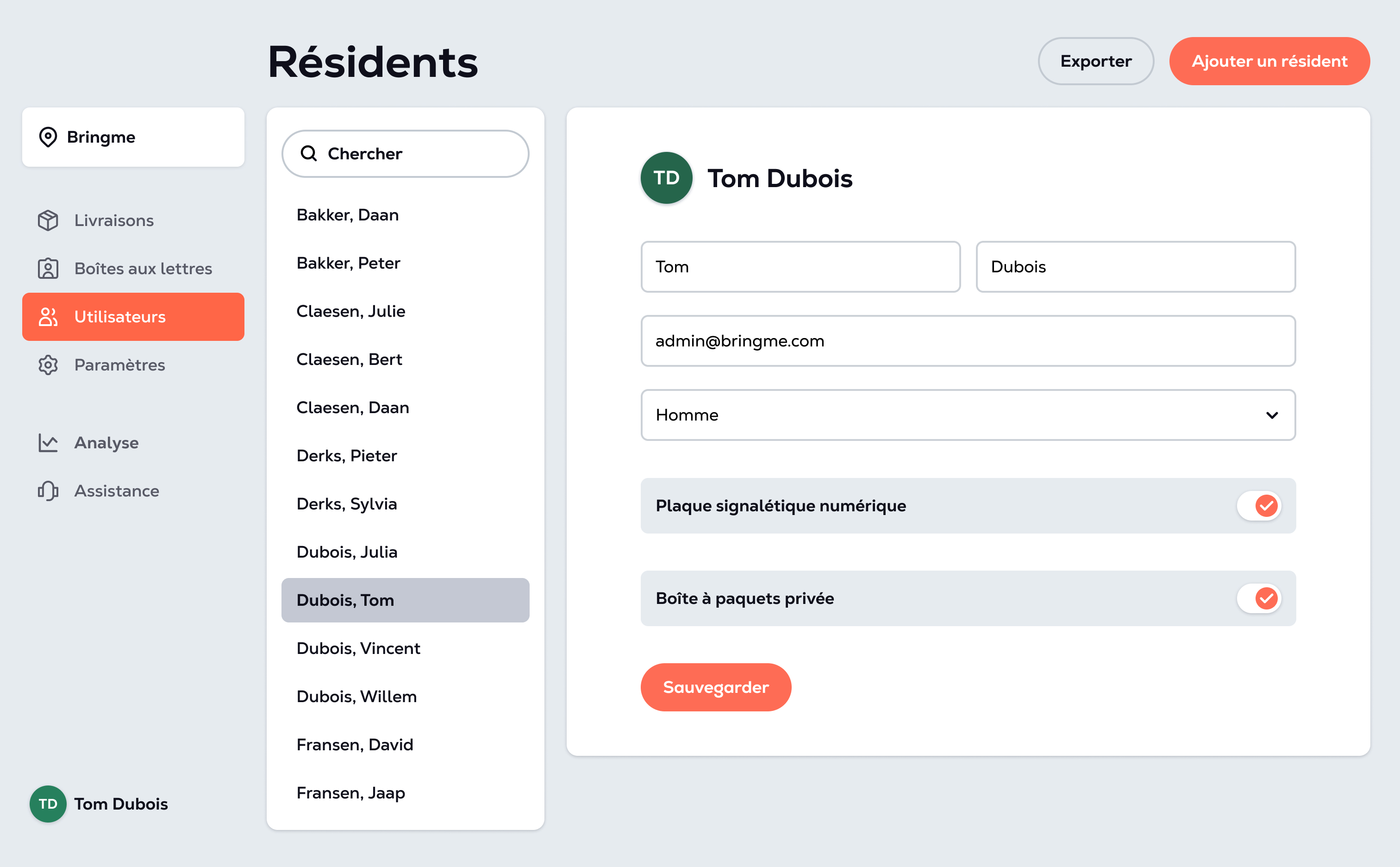  Bringme OS Manager Residential Bewoner Detail FR