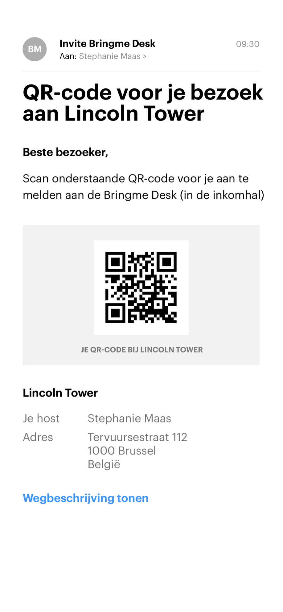 Bringme i OS Visitor email Invite QR NL