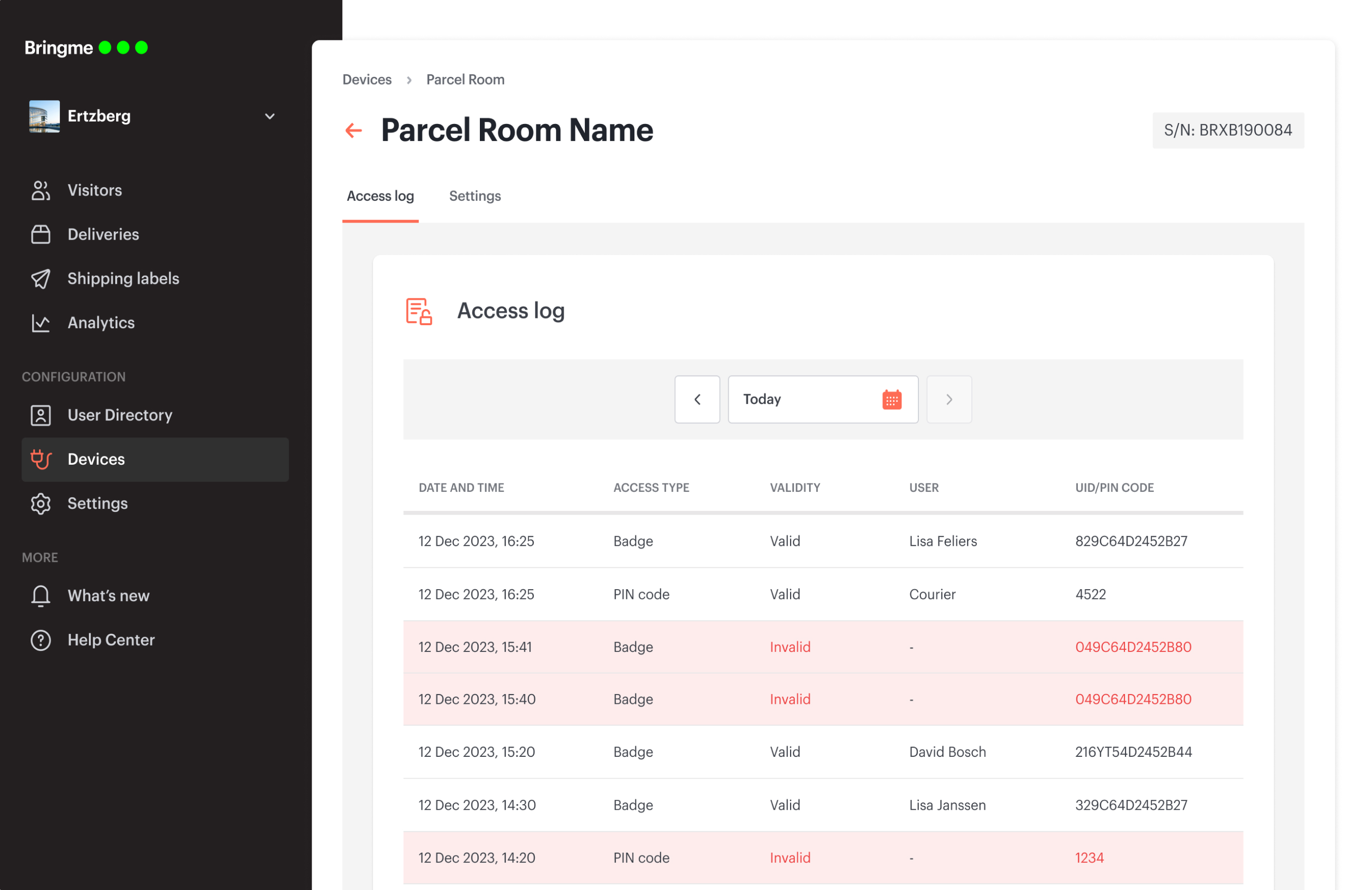  Manager Devices Parcel Room Logs EN