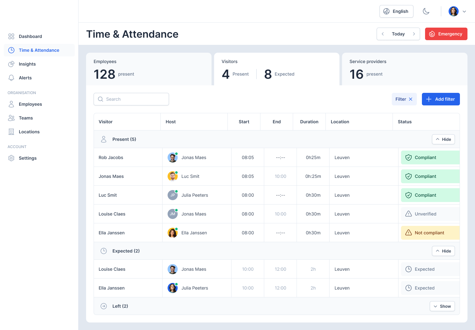  Time and attendance visitors EN