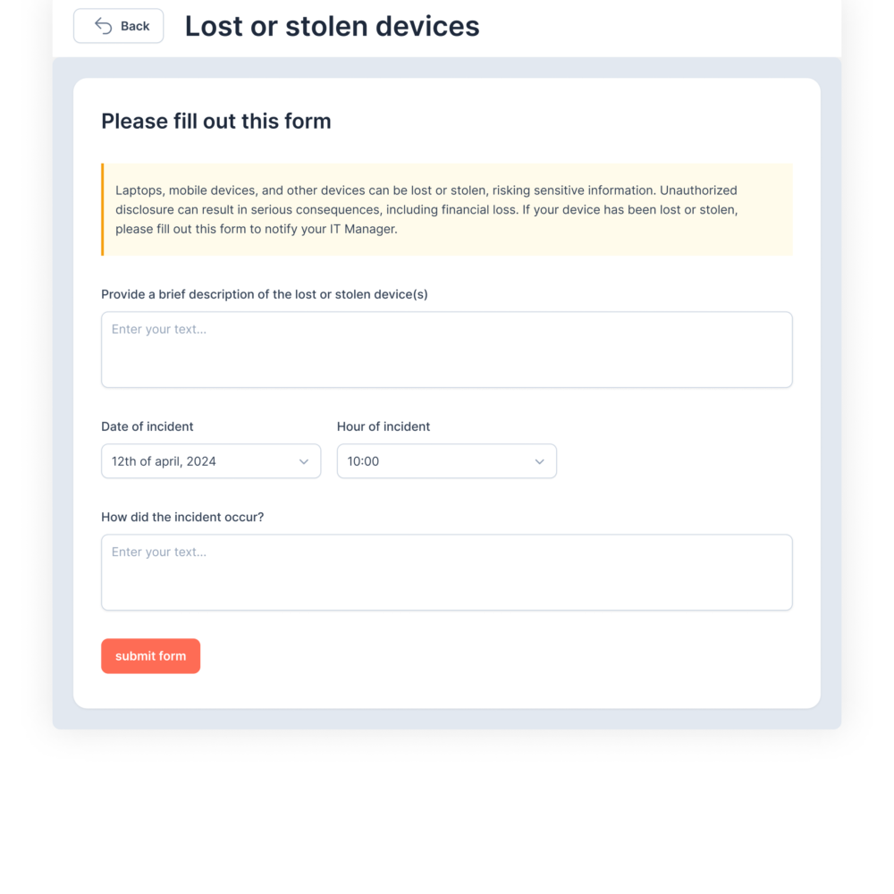 BM Incident Handling Form Fill