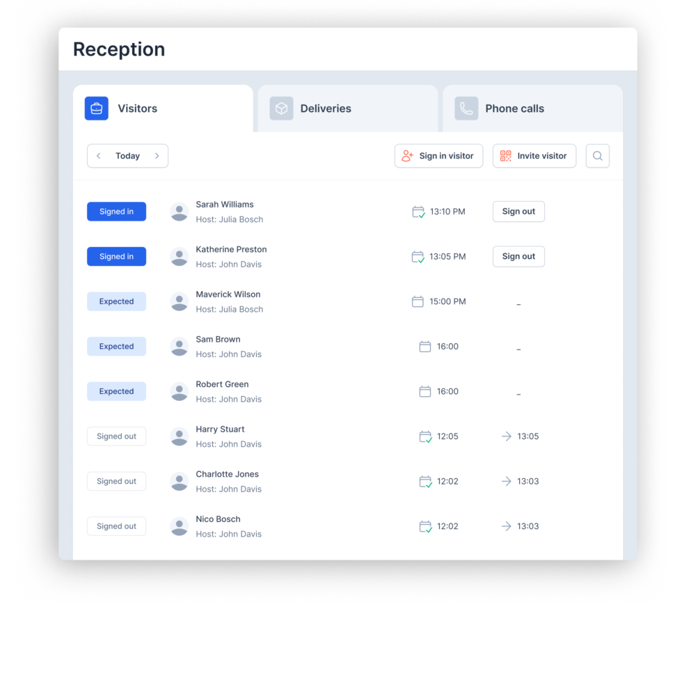 BM app Front Desk Visitor list Detail EN